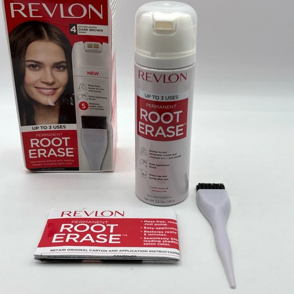 Revlon Root Erase Permanent Hair Color Touchup Hair Dye #4 Dark Brown Rare - Picture 5 of 5